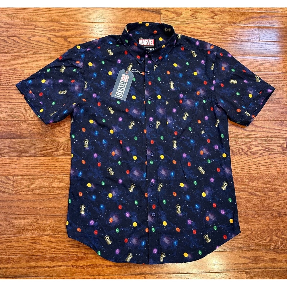 New RSVLTS Marvel Shirt Mens Medium Perfectly Balanced Thanos Infinity Gauntlet